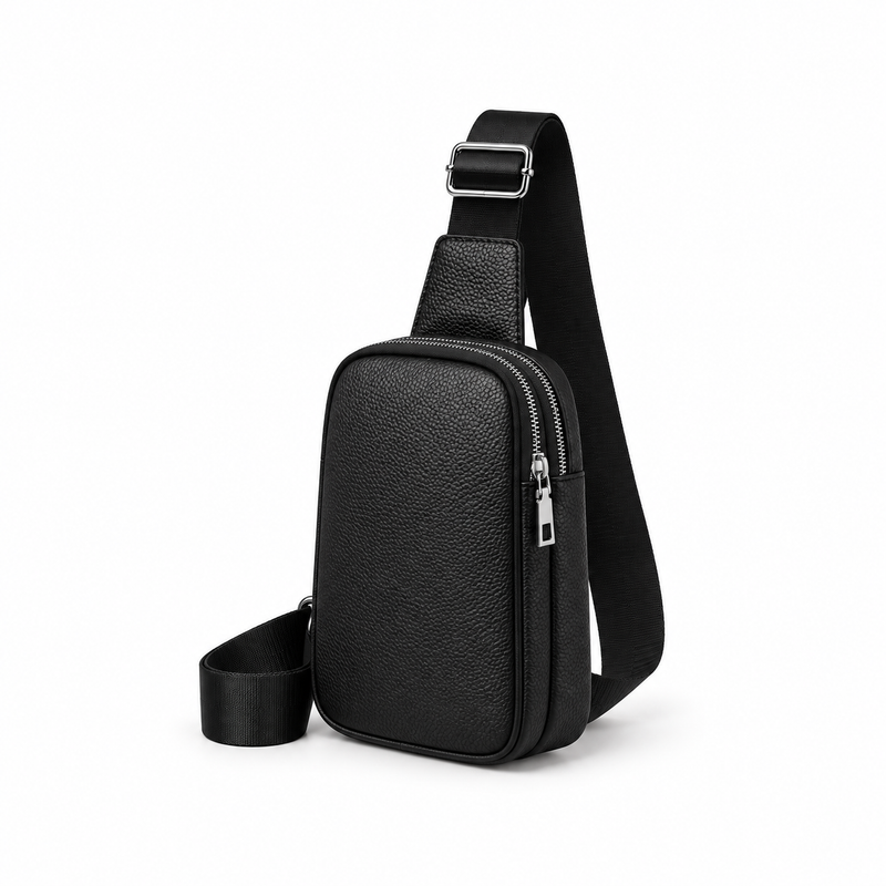 Classic Black Textured Crossbody Sling Bag-3