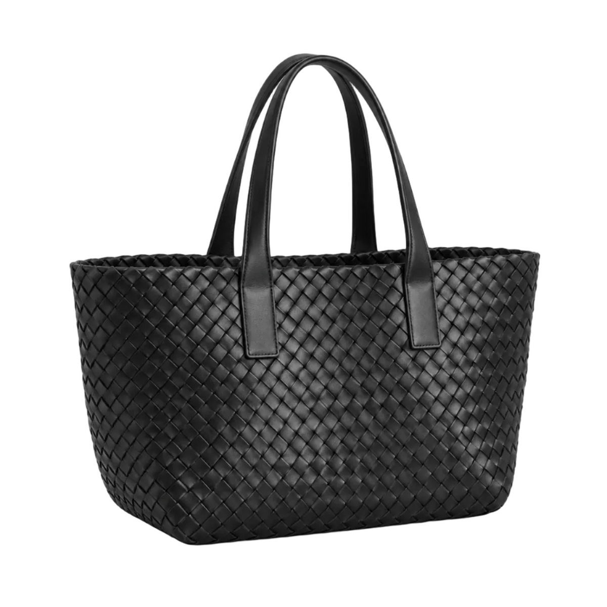 Elegant Black Woven Shoulder Tote Bag