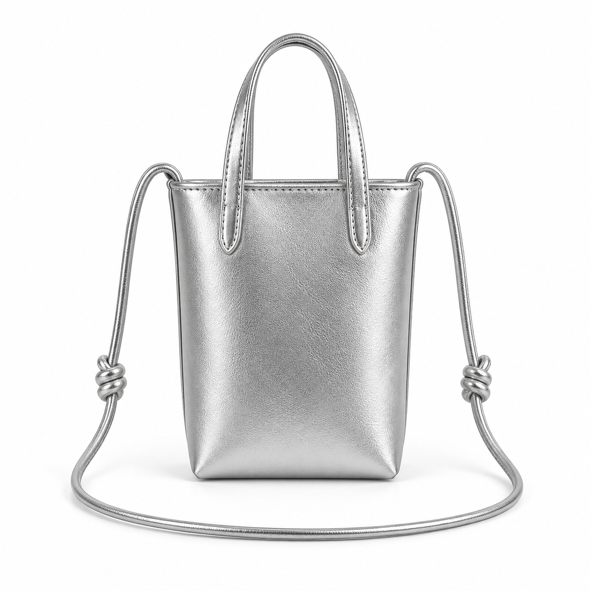 Elegant Silver Crossbody Bag With Charm-2