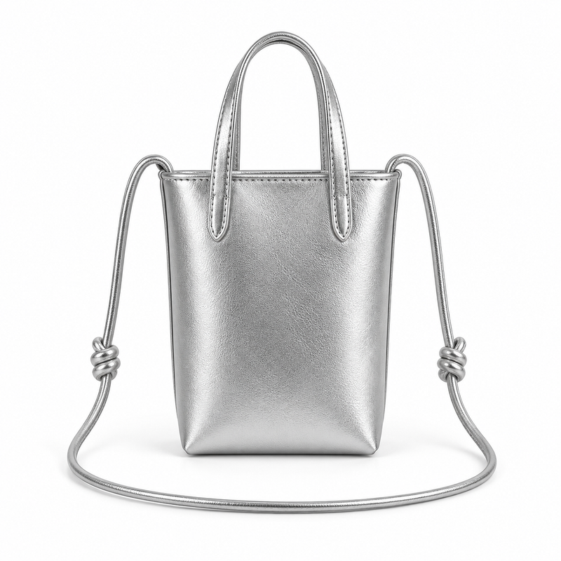 Elegant Silver Crossbody Bag With Charm-2