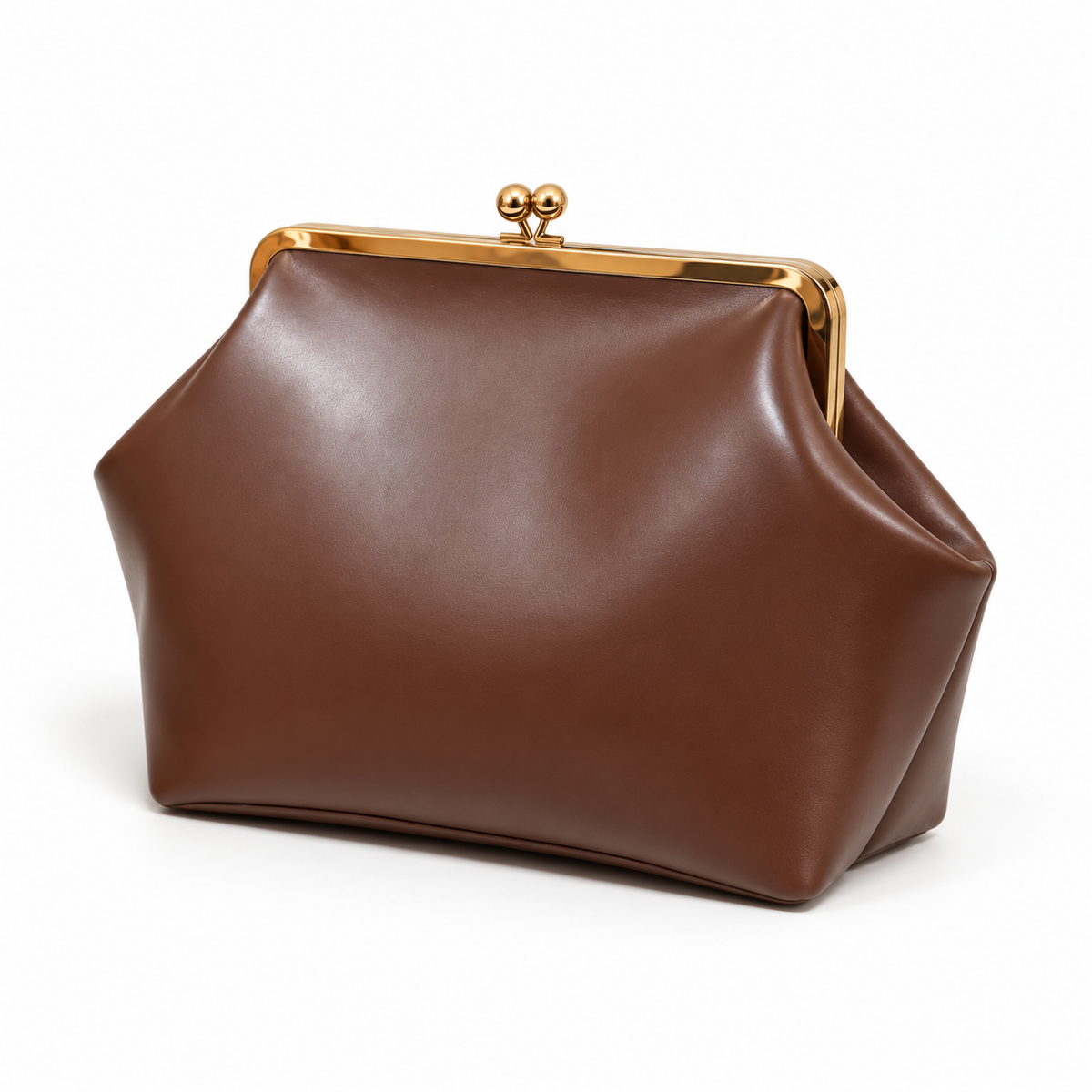 Chocolate Brown Vintage Kiss Lock Clutch-2