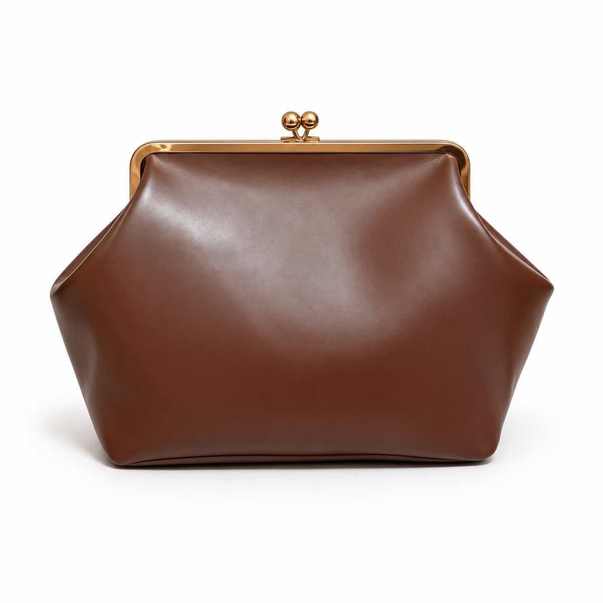Chocolate Brown Vintage Kiss Lock Clutch-3