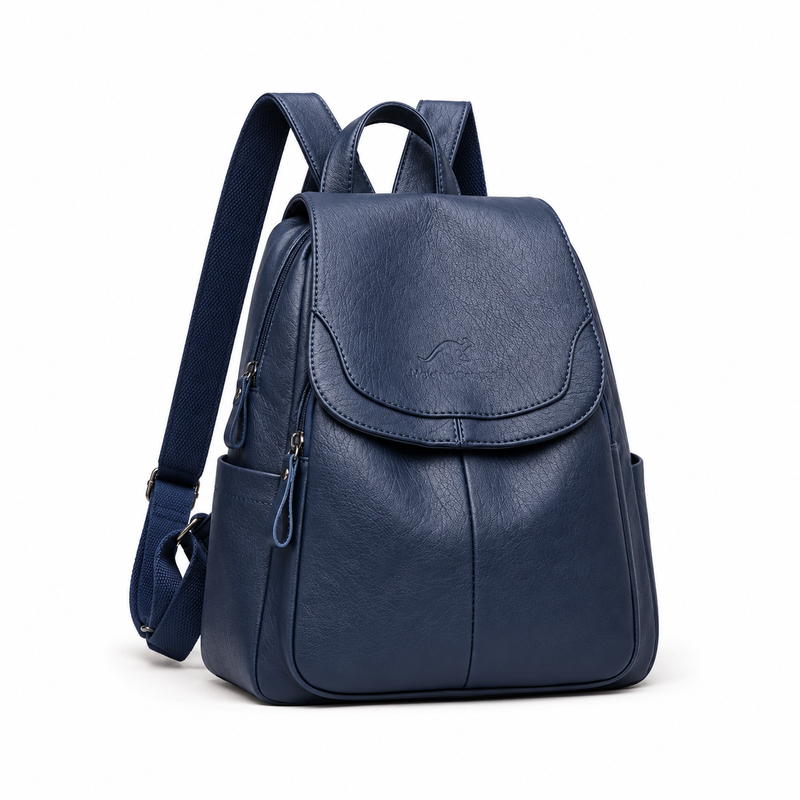 Dark Navy Blue Adjustable Flap Backpack-1