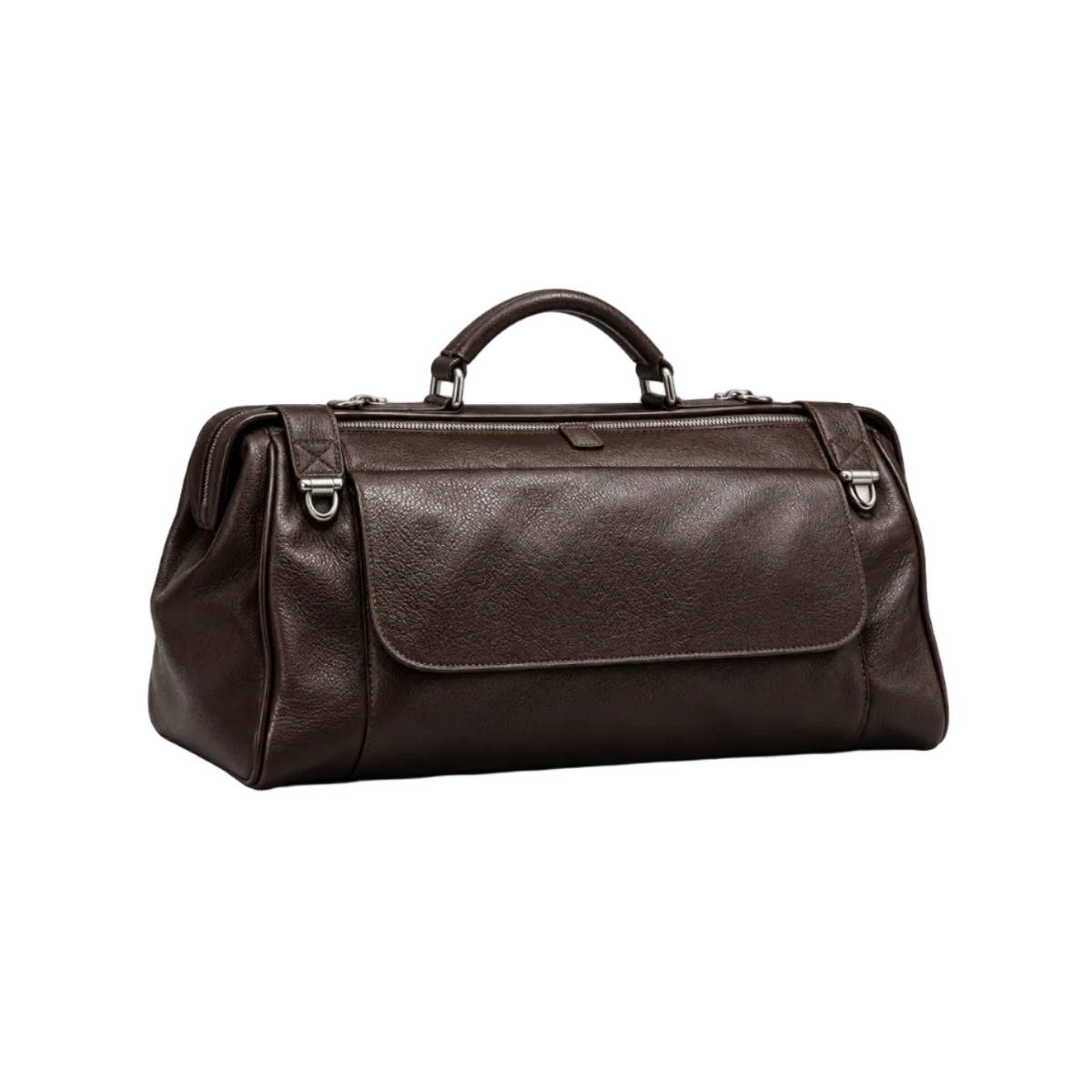 Dark Coffee Leather Duffel Travel Bag
