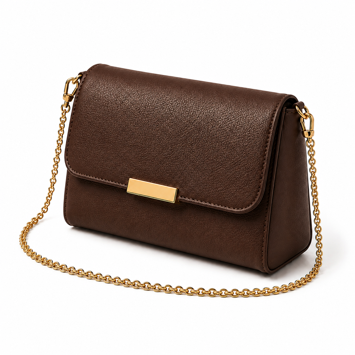 Chocolate Brown Textured Clutch Crossbody Bag-3