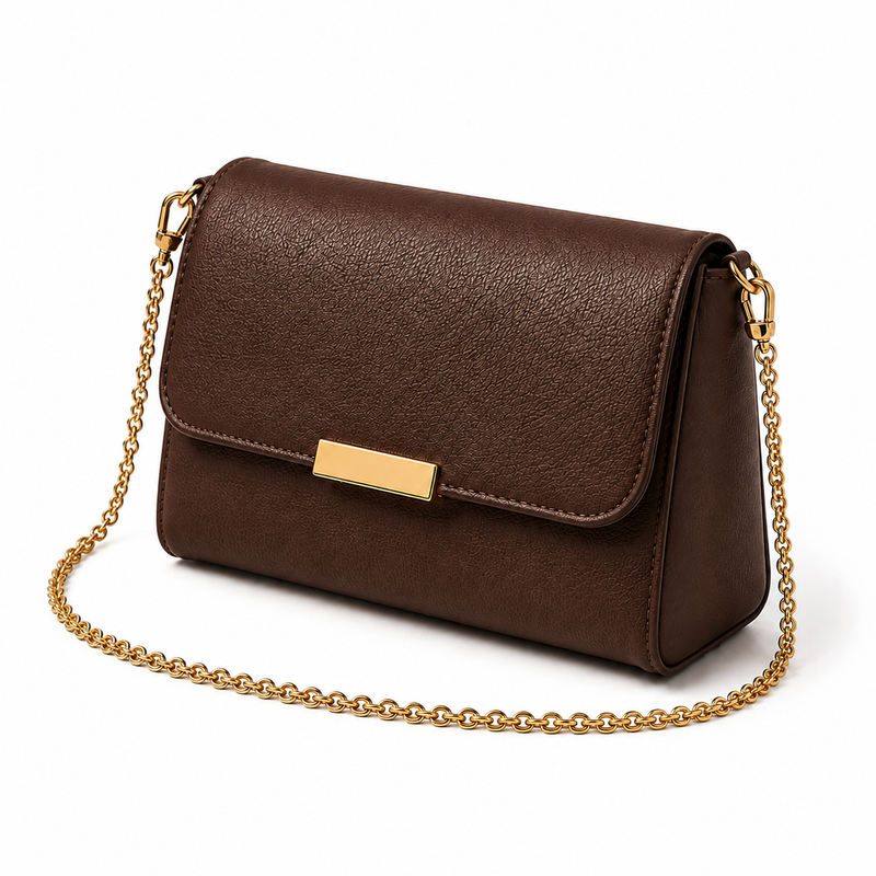 Chocolate Brown Textured Clutch Crossbody Bag-3