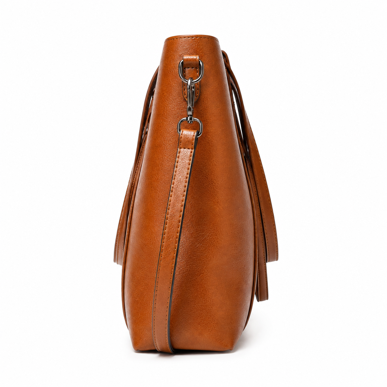 Vintage Brown Leather Tote Bag with Detachable Shoulder Strap-3