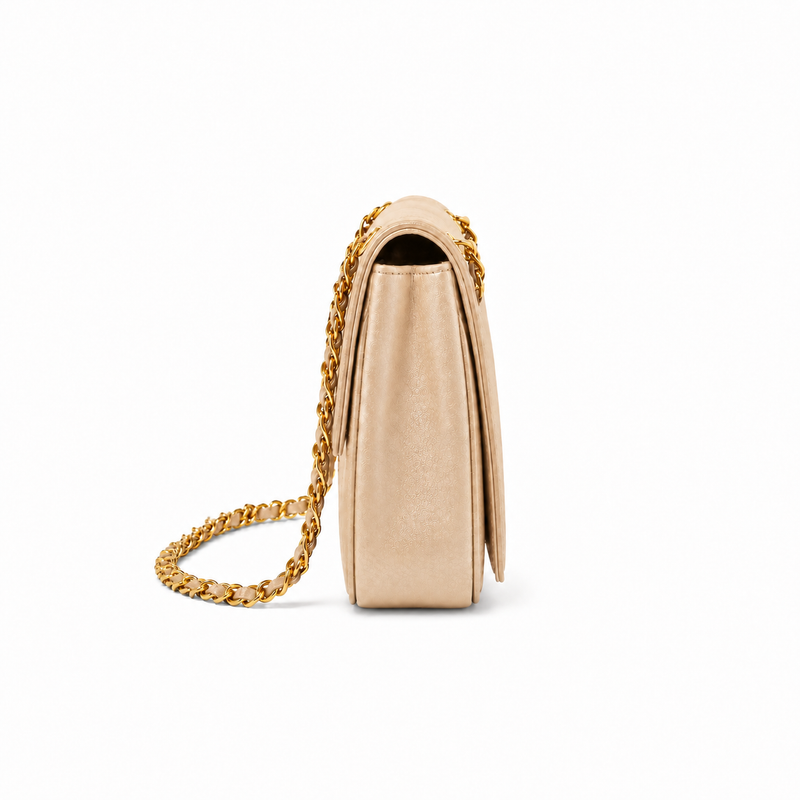 Elegant Beige Chain Strap Shoulder Bag-3