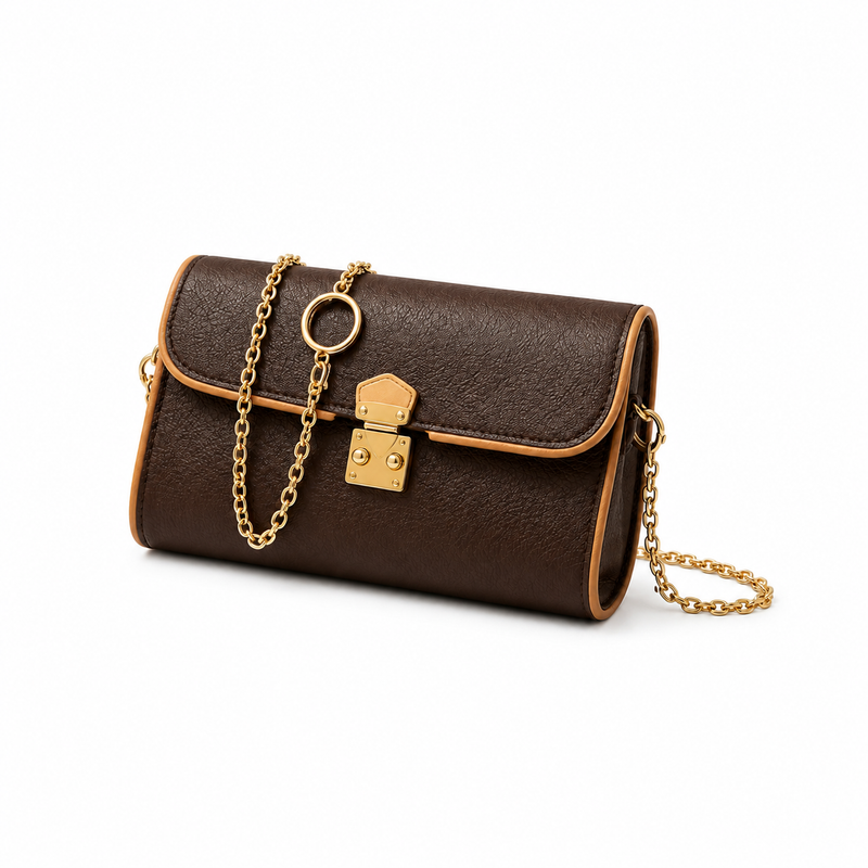 Vintage Brown Textured Leather Clutch Bag-4