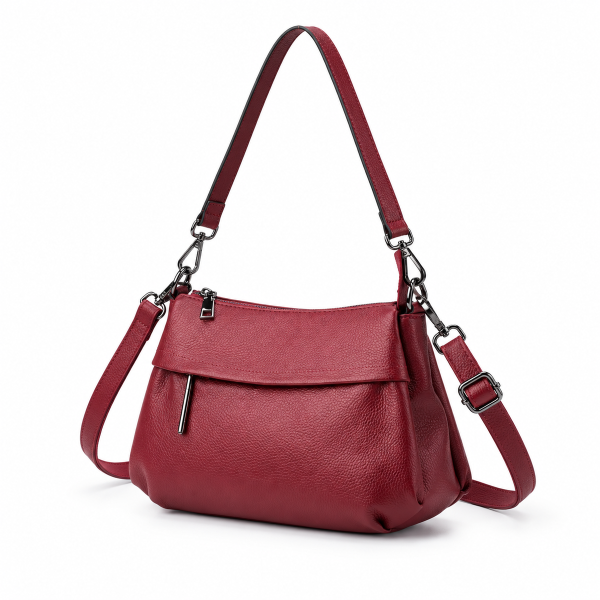 Elegant Burgundy Shoulder Bag With Crossbody-3