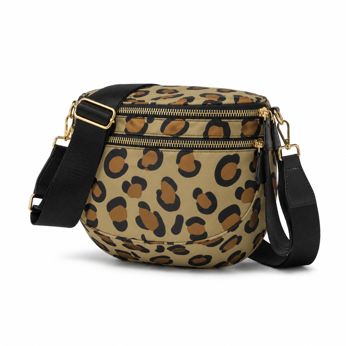 Khaki Leopard Print Sling Crossbody Bag-2