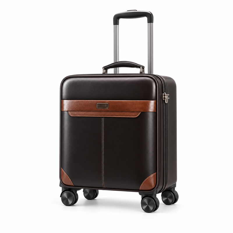 Elegant Brown Trim Rolling Travel Suitcase-3