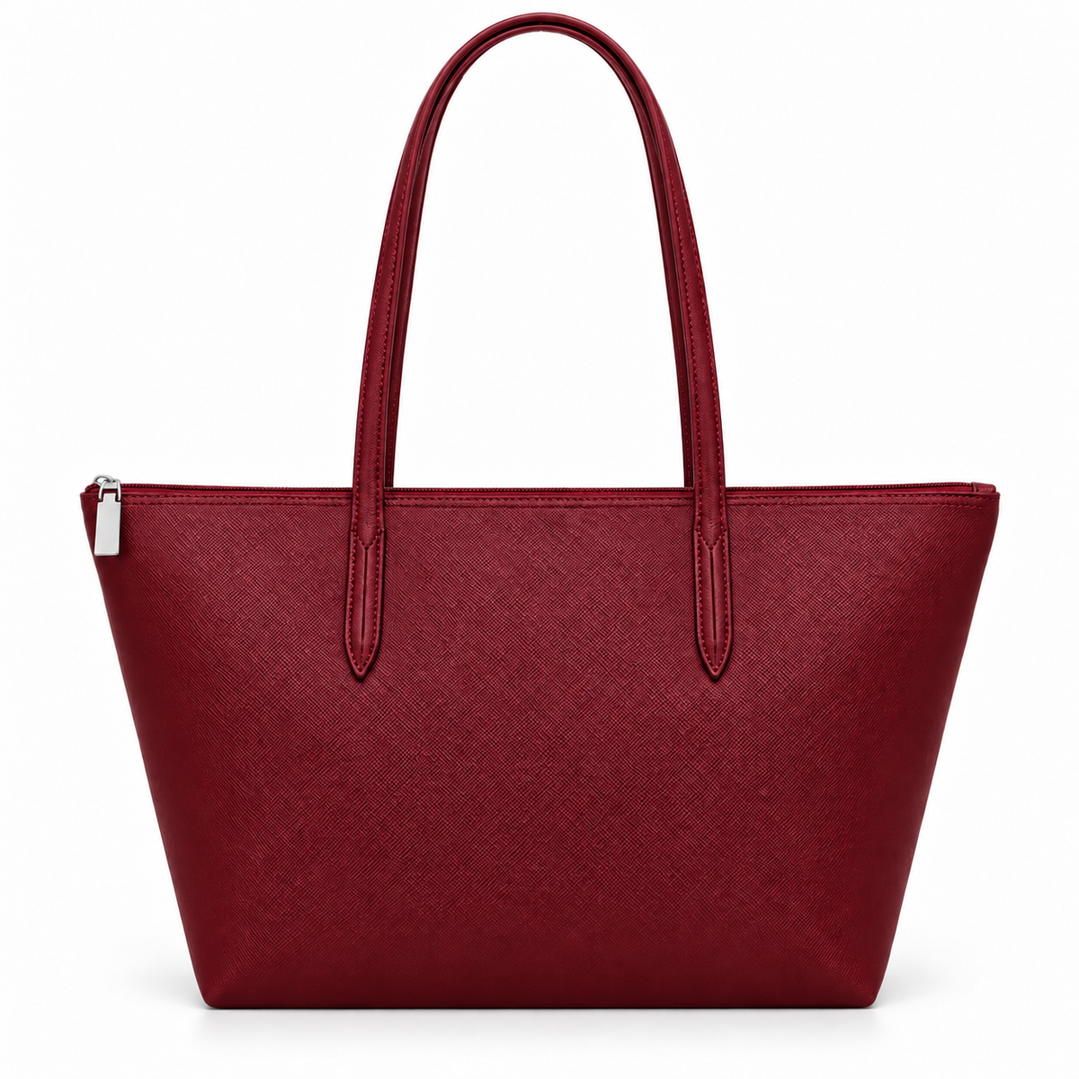 Wine Red Leather Canvas Tote Bag-4