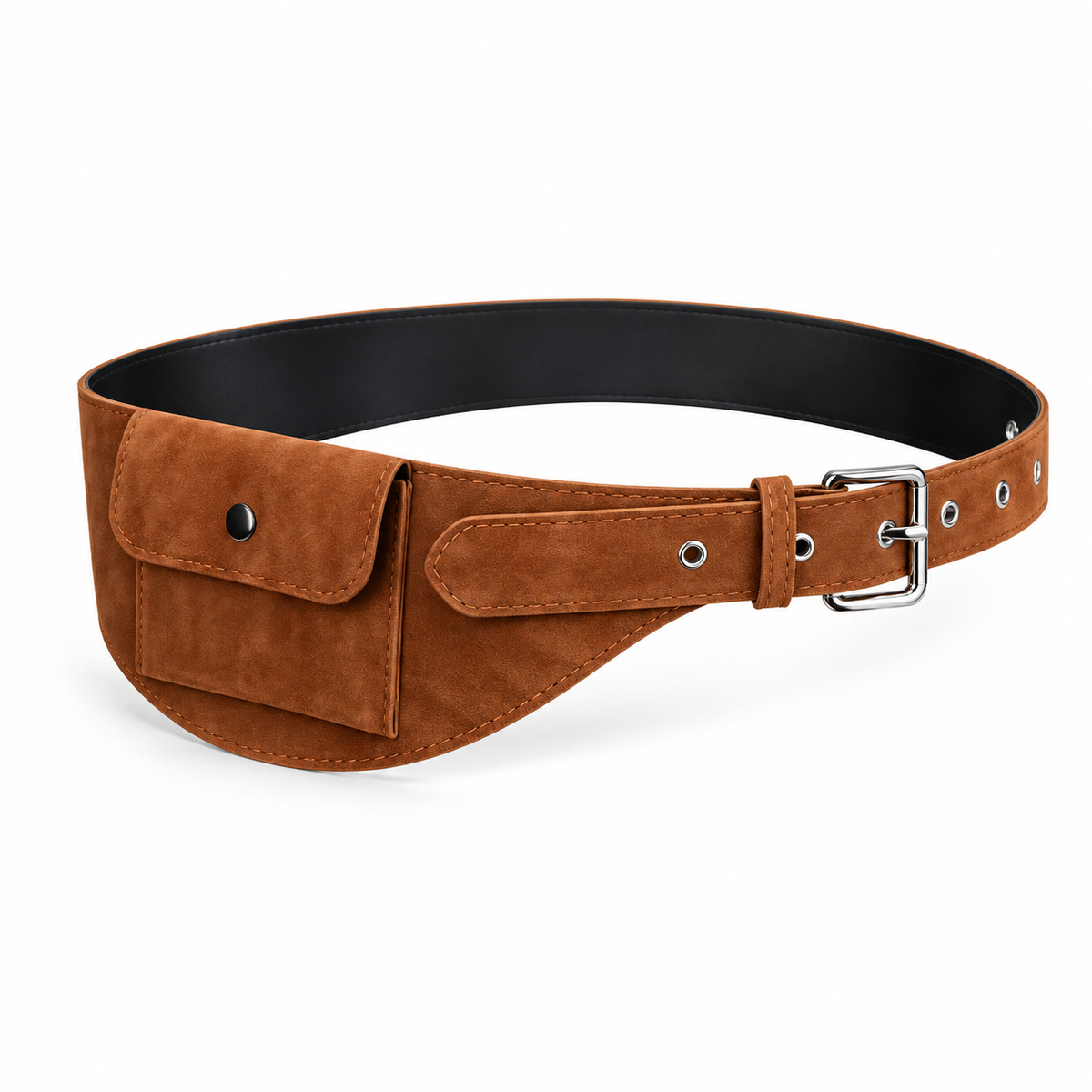 Brown Adjustable Waist Belt Pouch Bag-3