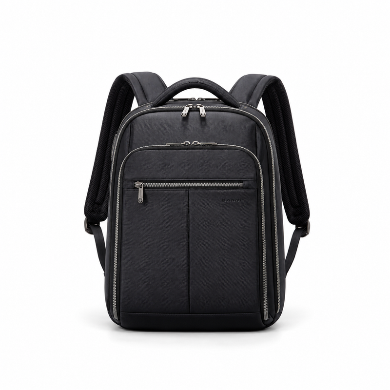 Black Business Laptop Backpack with Multi-Compartment Design-2