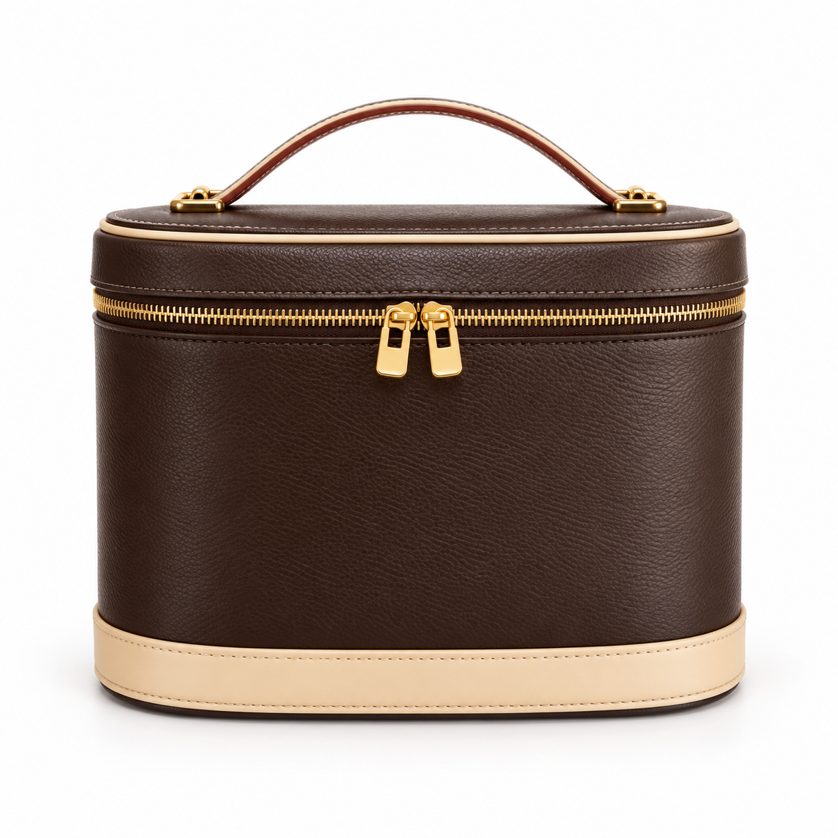 Chocolate Brown Vegan Leather Vanity Bag-4