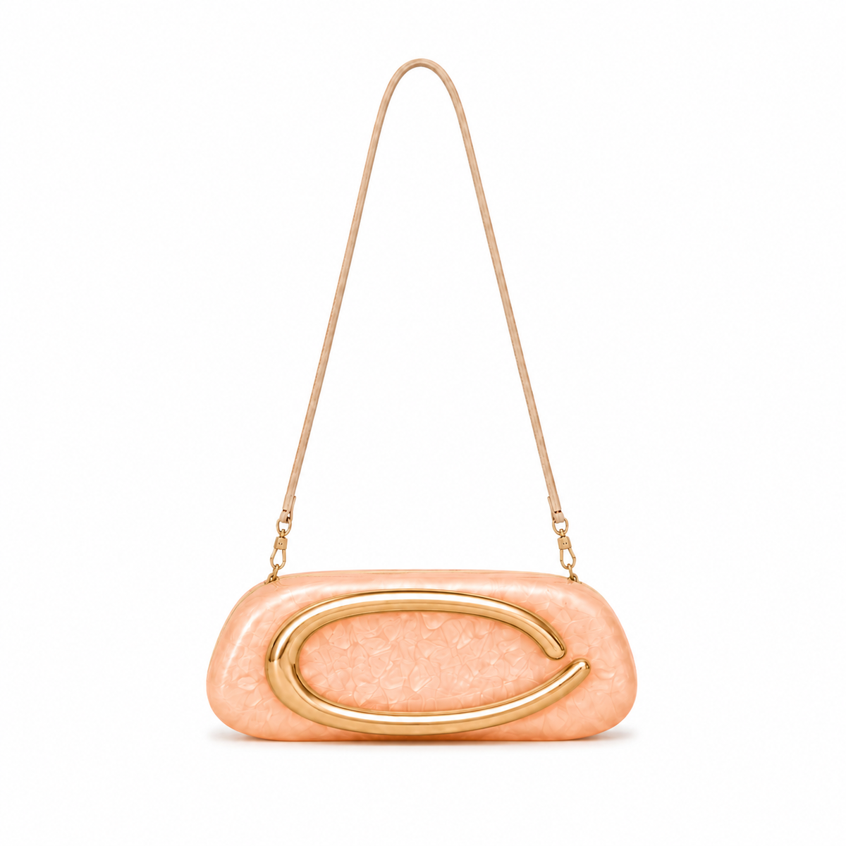 Apricot Pearl Acrylic Shoulder Clutch Bag-4