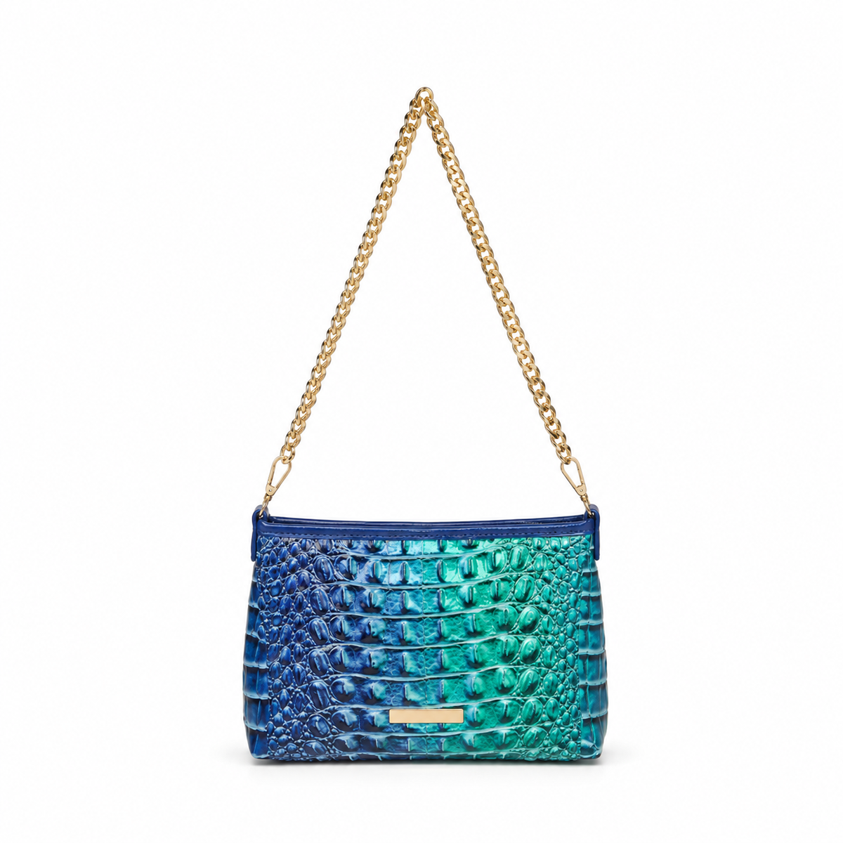 Iridescent Crocodile Chain Shoulder Handbag-4