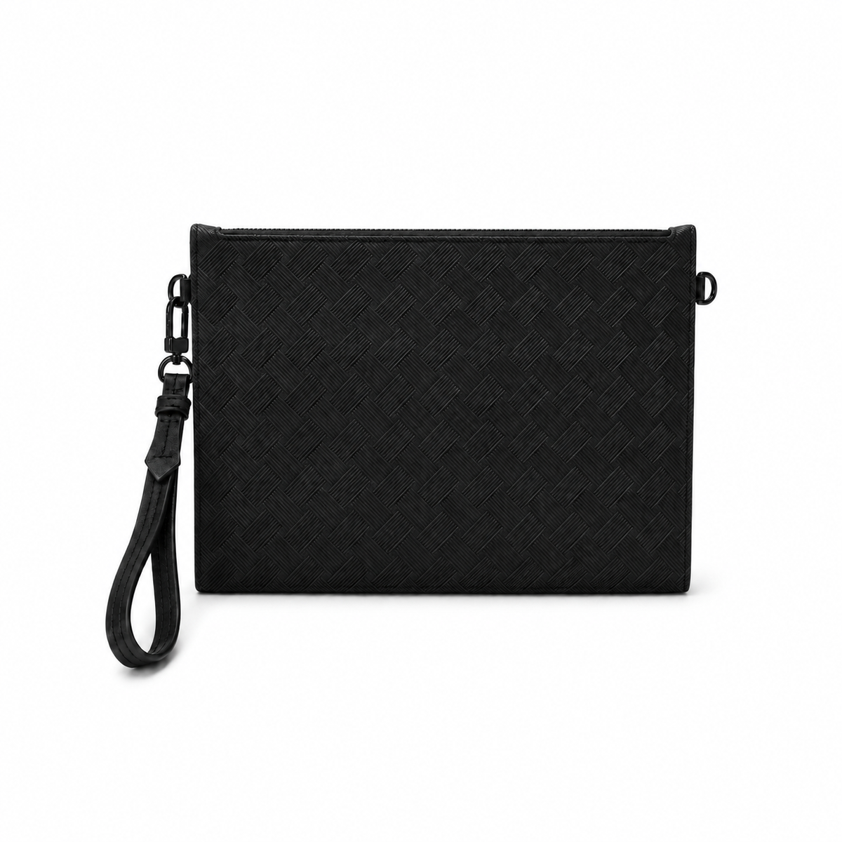 Men’s Black Textured Leather Wristlet Zipper-3