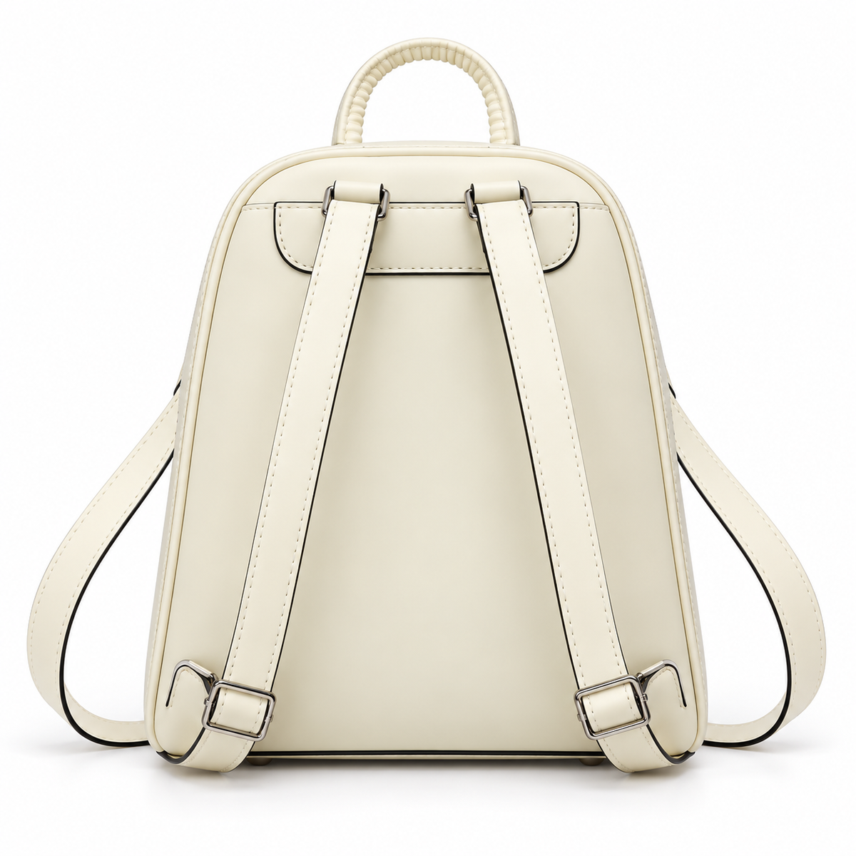 Ivory Structured Backpack With Silver Detail