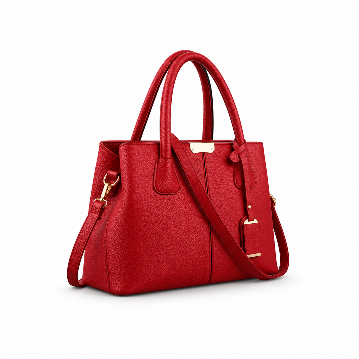 Elegant Red Textured Tote Shoulder Bag-1