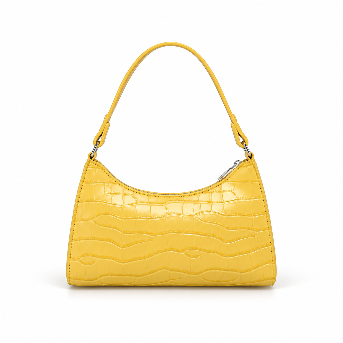 Yellow Crocodile Texture Shoulder Handbag Purse-3