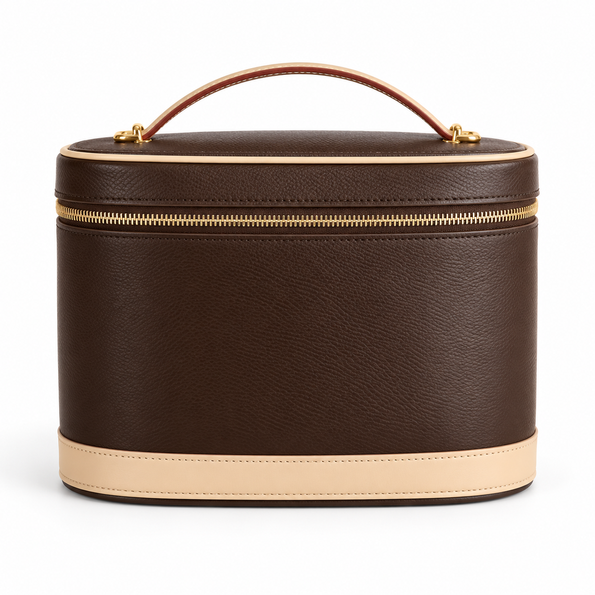 Chocolate Brown Vegan Leather Vanity Bag-2