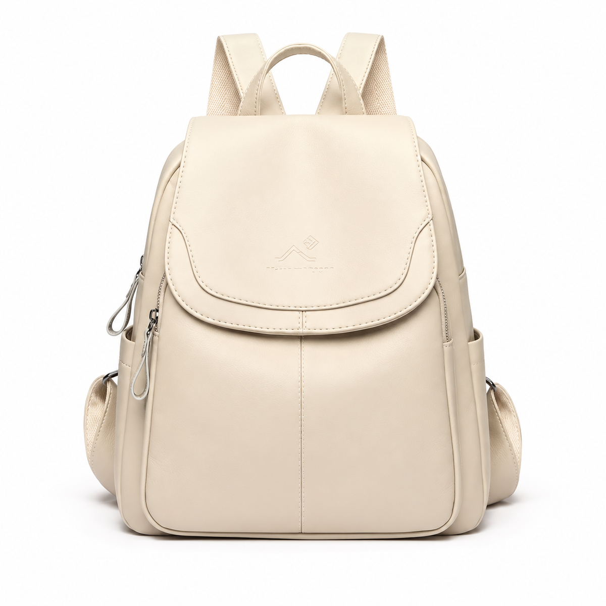 Elegant Cream Flap Backpack For Women-4