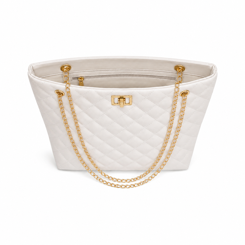 Elegant Quilted Chain-Strap Tote Bag-3