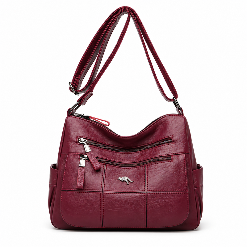 Burgundy Multi Pocket Adjustable Crossbody Bag-4
