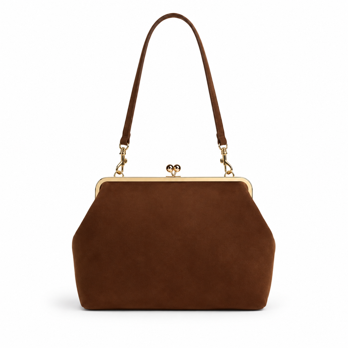 Vintage Brown Kiss Lock Clutch Bag-2