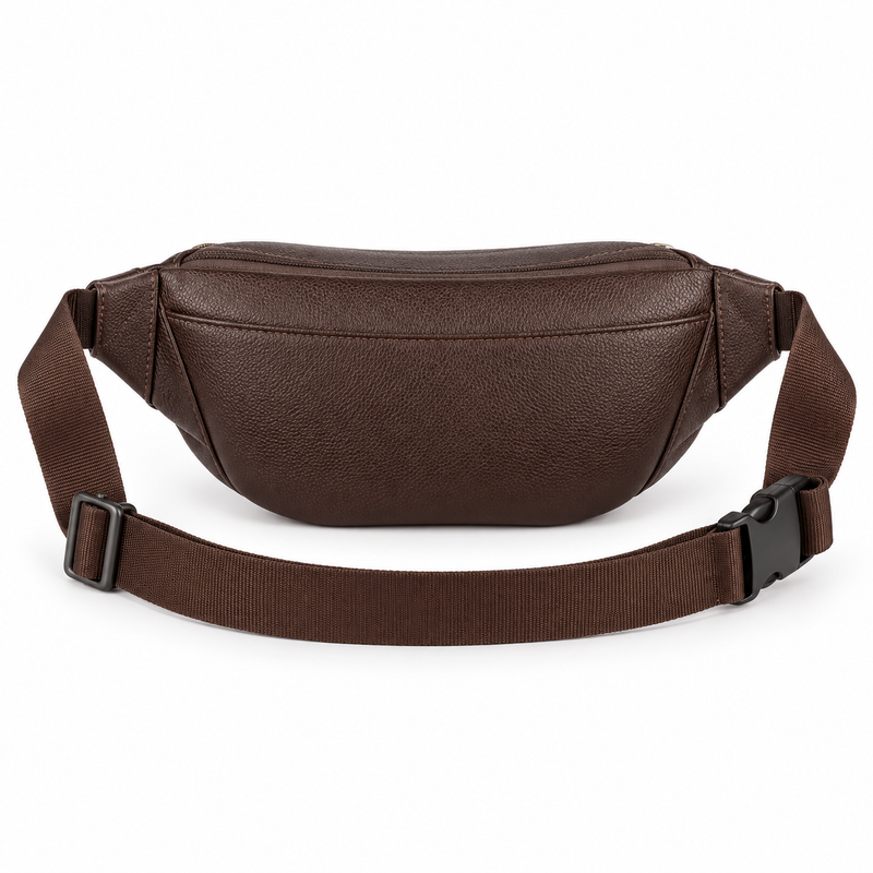 Coffee Brown Textured Adjustable Waist Bag-2
