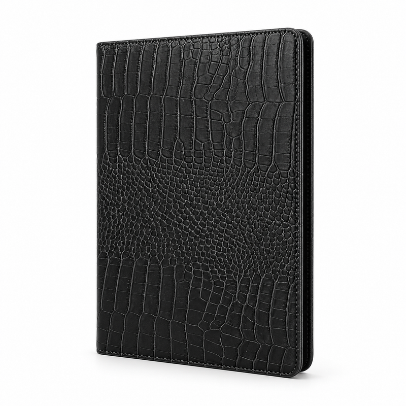 Black Crocodile Textured Tablet Folio Case-3