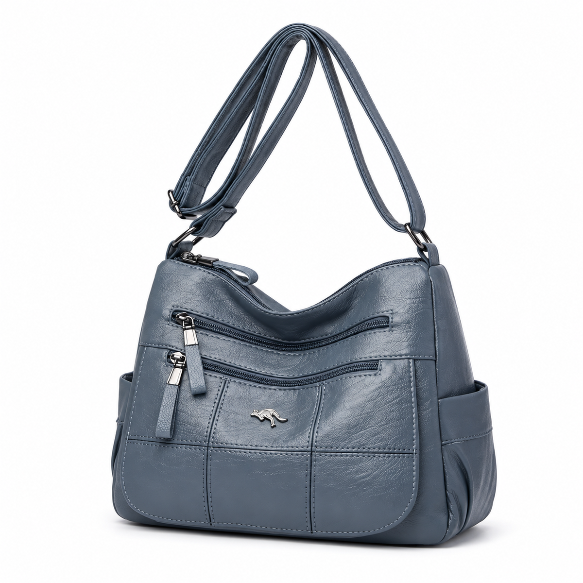 Light Blue Multi Pocket Crossbody Bag-3