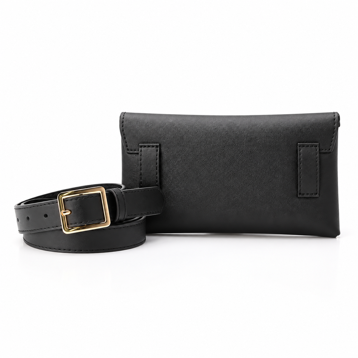 Classic Black Envelope Flap Waist Bag-2