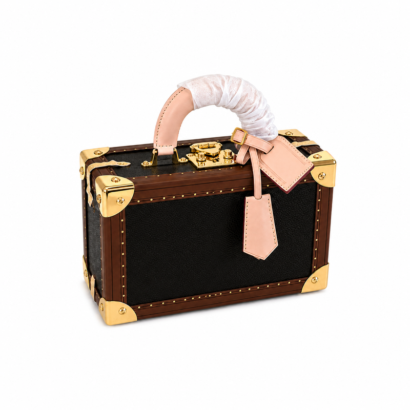 Luxury Vintage Trunk-Style Box Handbag-4