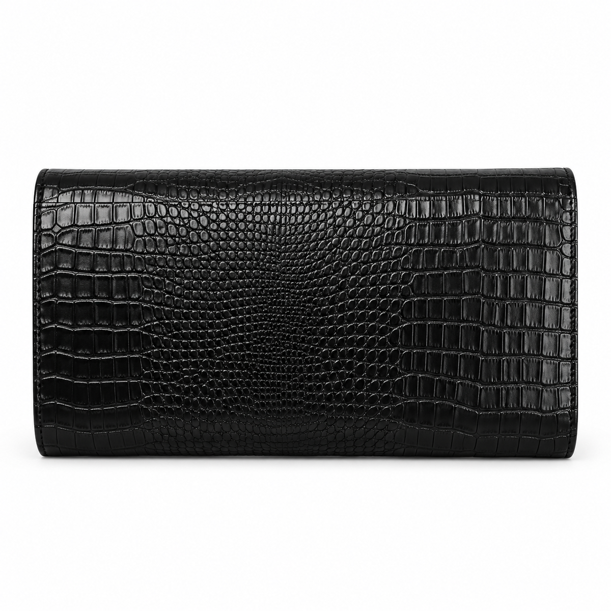 Black Crocodile Embossed Envelope Evening Clutch-2