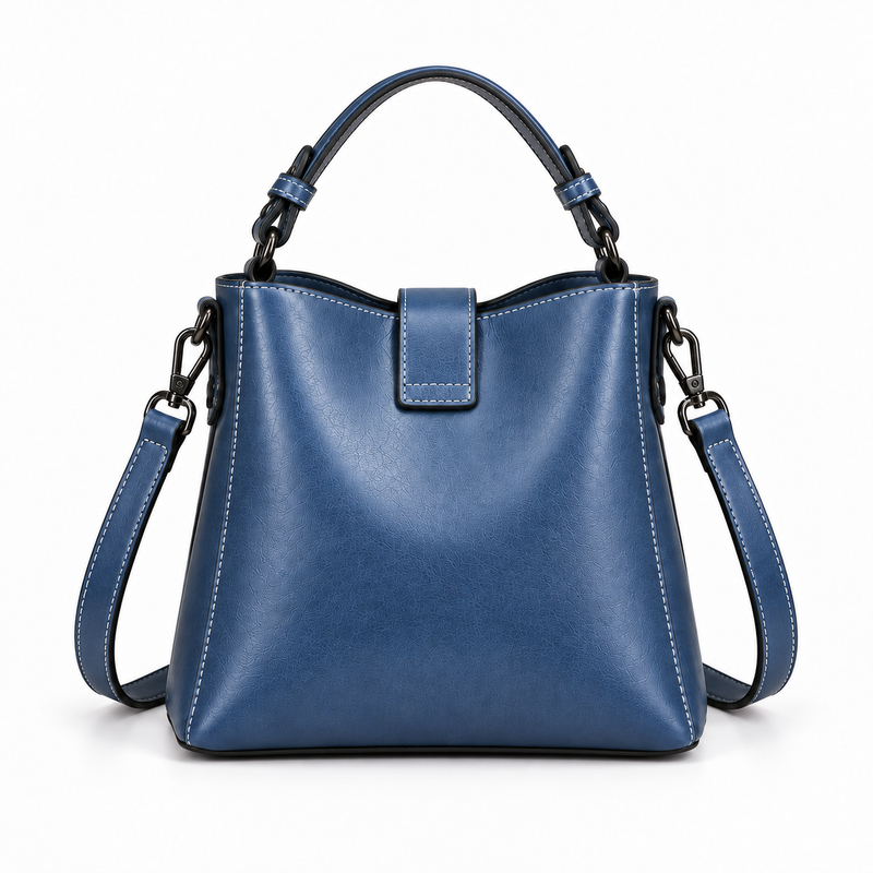 Elegant Blue Structured Crossbody Shoulder Handbag-2