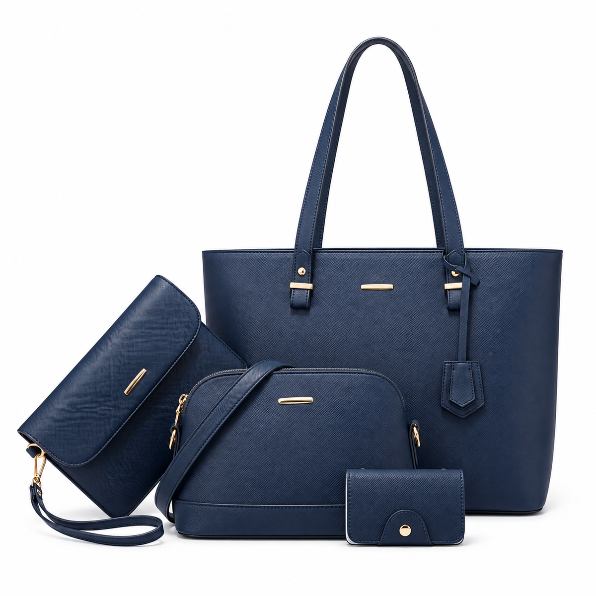 Elegant Navy Blue Four Piece Handbag-3