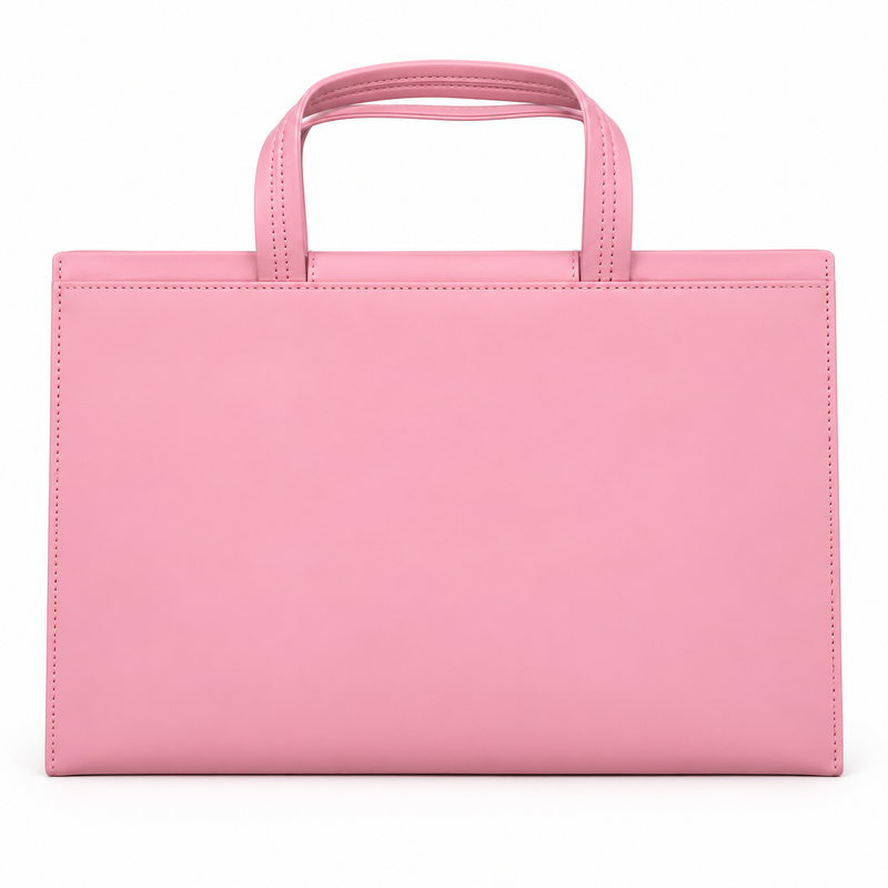 Elegant Pink Leather Laptop Tote Bag-2