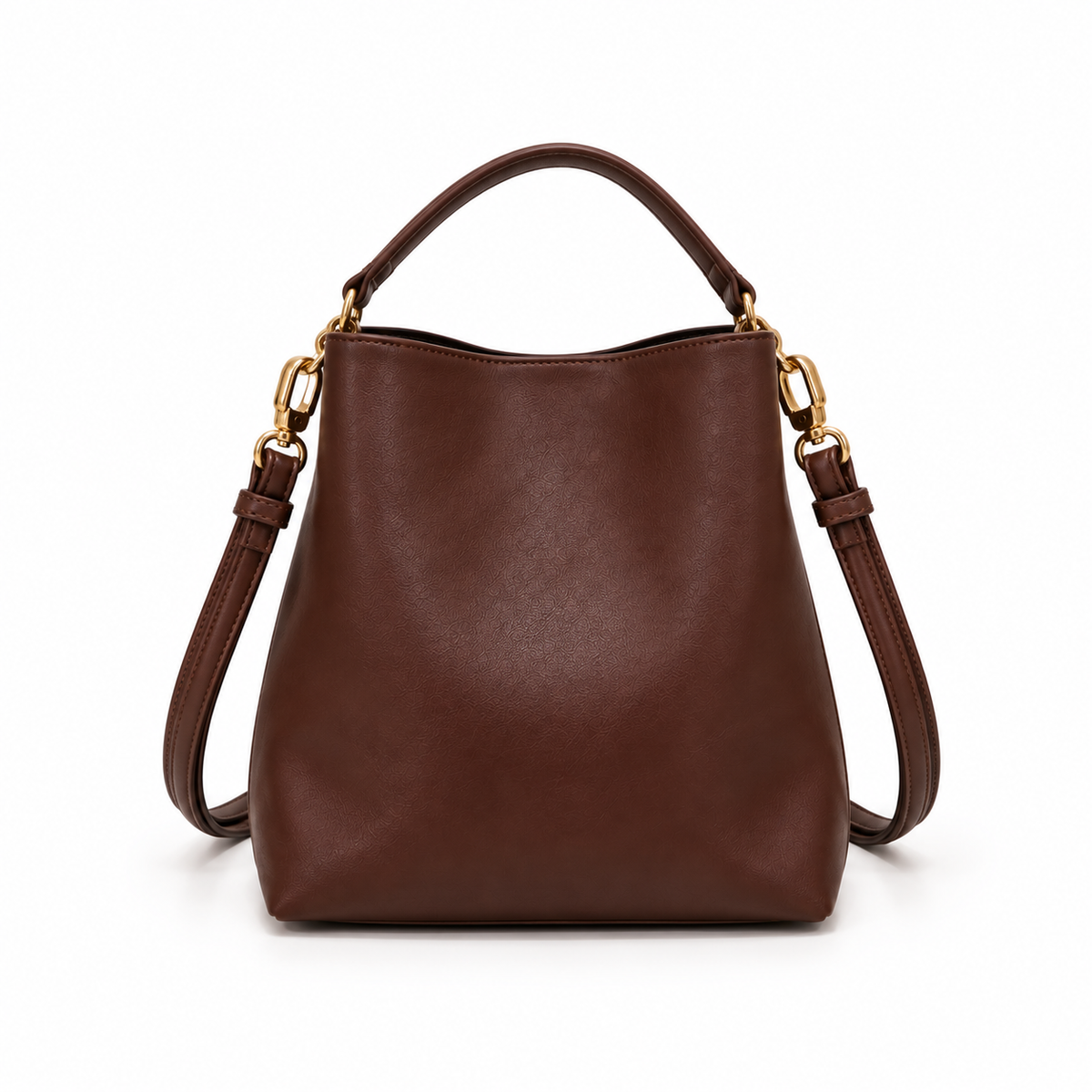 Elegant Brown Drawstring Bucket Shoulder Bag-2