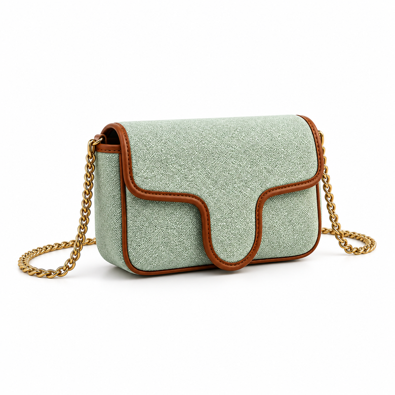Mint Green Woven Chain Shoulder Bag-1