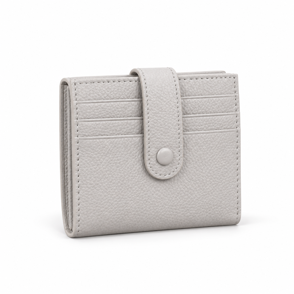 Beige Pebbled Wallet With Snap Closure