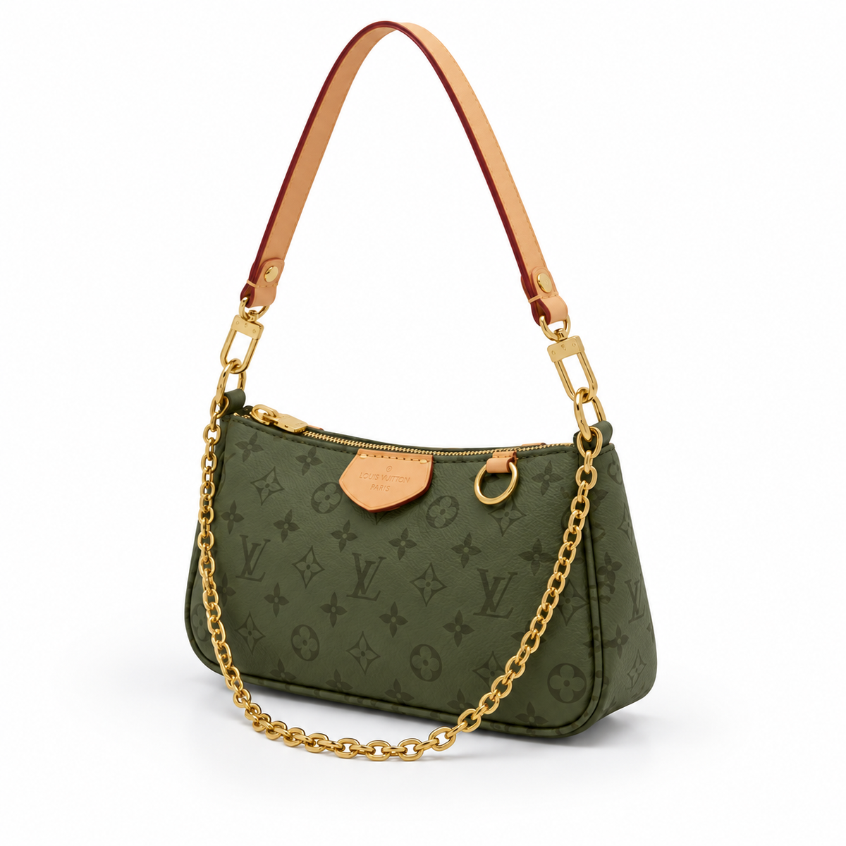 Army Green Monogram Chain Shoulder Bag-3