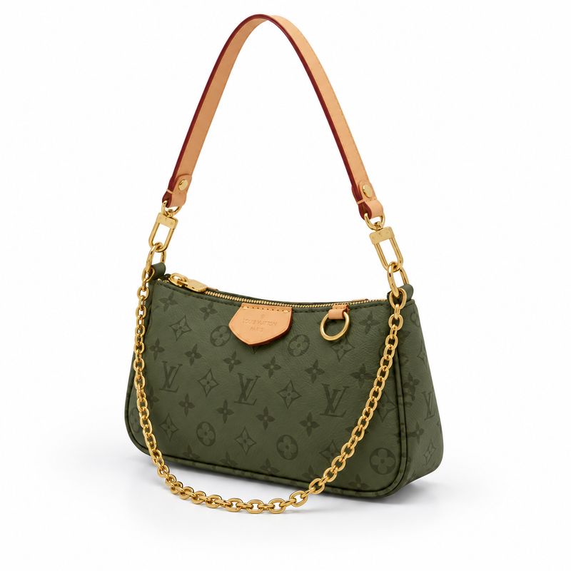 Army Green Monogram Chain Shoulder Bag-3