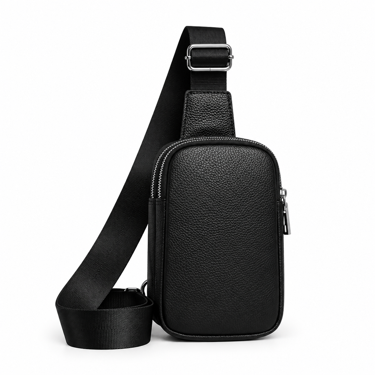 Classic Black Textured Crossbody Sling Bag-2