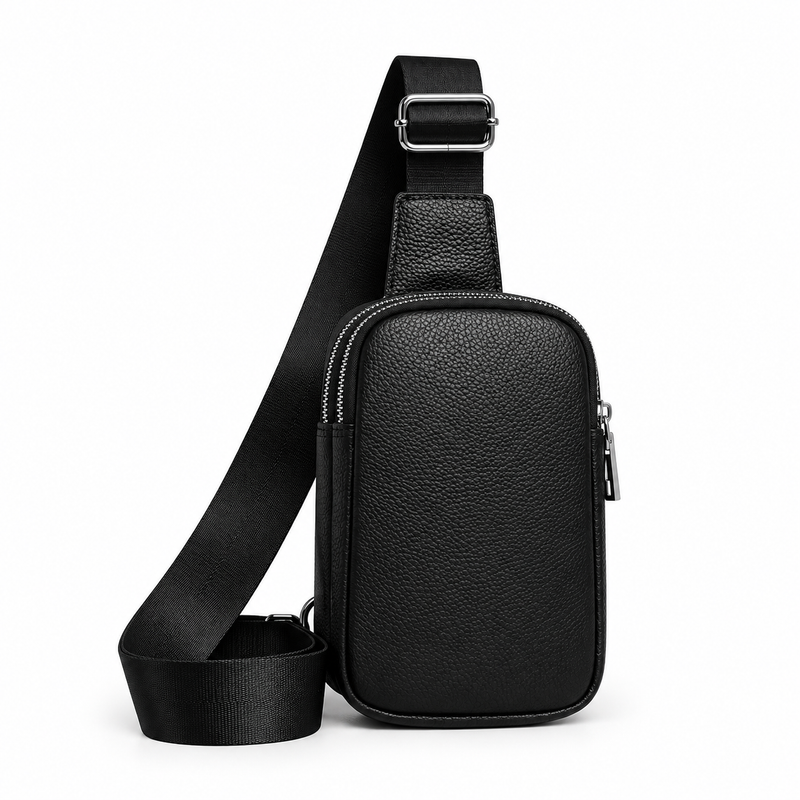 Classic Black Textured Crossbody Sling Bag-2