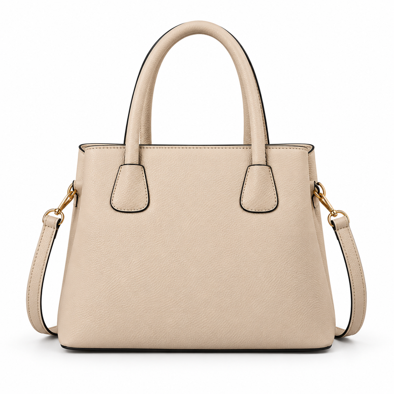 Elegant Beige Textured Tote Shoulder Bag-2