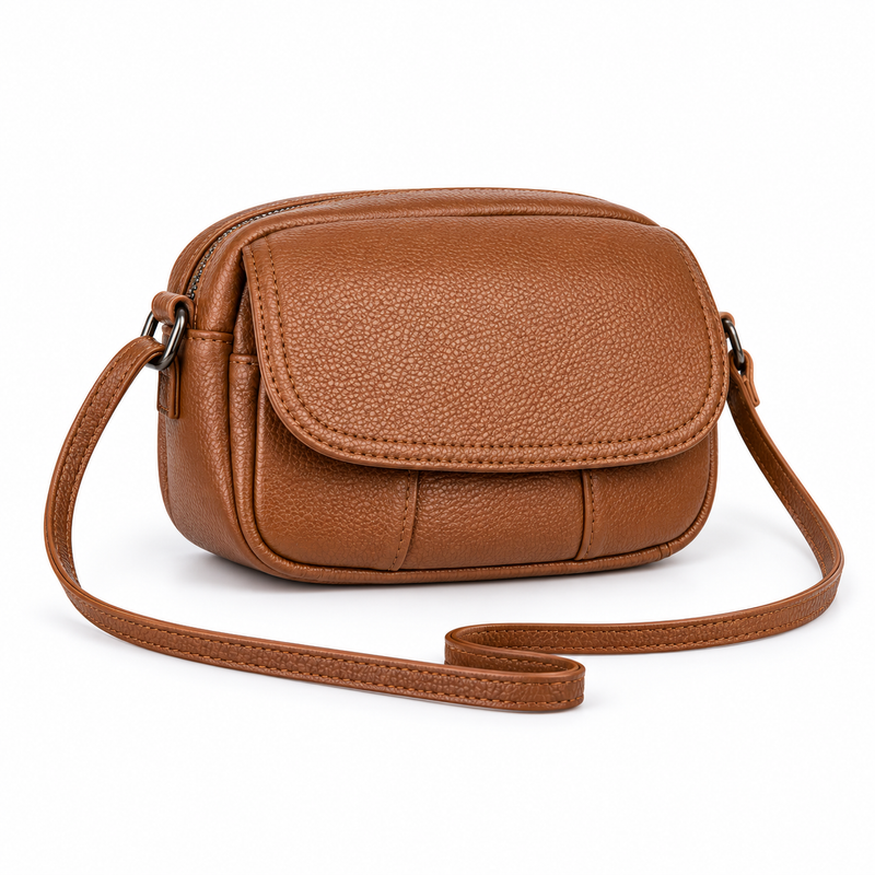 Classic Brown Textured Flap Crossbody Bag-1