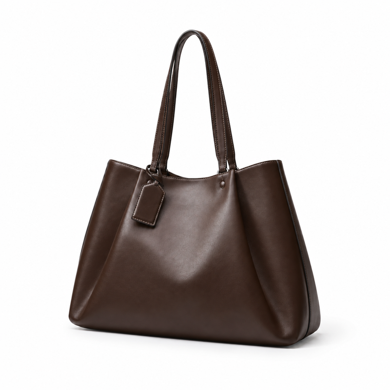 Elegant Brown Leather Everyday Tote Bag-3